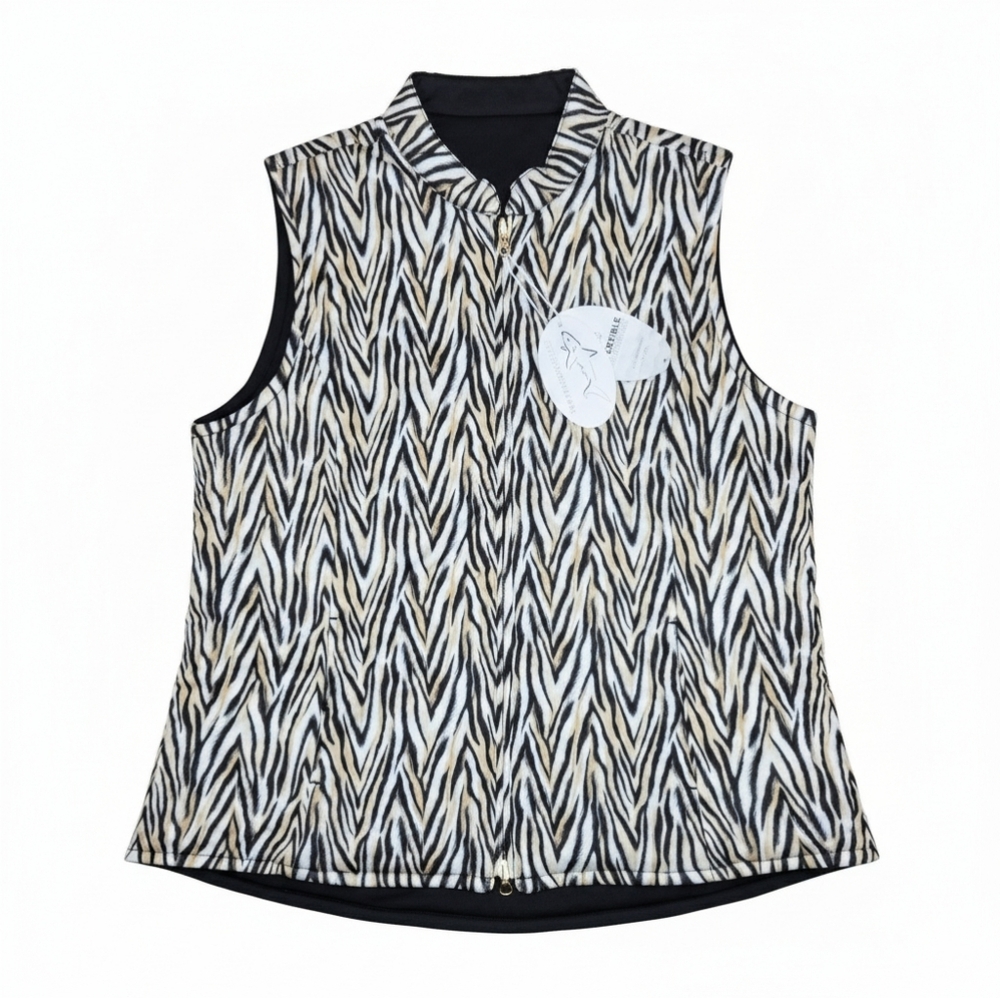 Greg Norman Collection Reversible Full-Zip Vest XL Zebra/Tiger Animal Print NWT